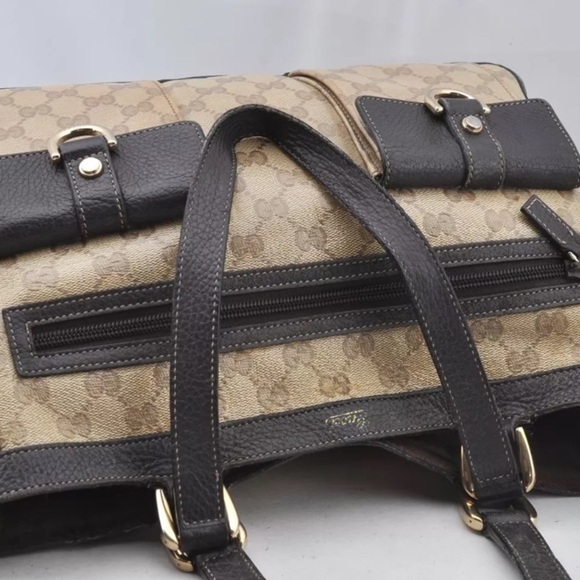 GUCCI GG Crystal Abbey Shoulder Tote Bag GG PVC Leather Brown 🤎 - Picture 6 of 16